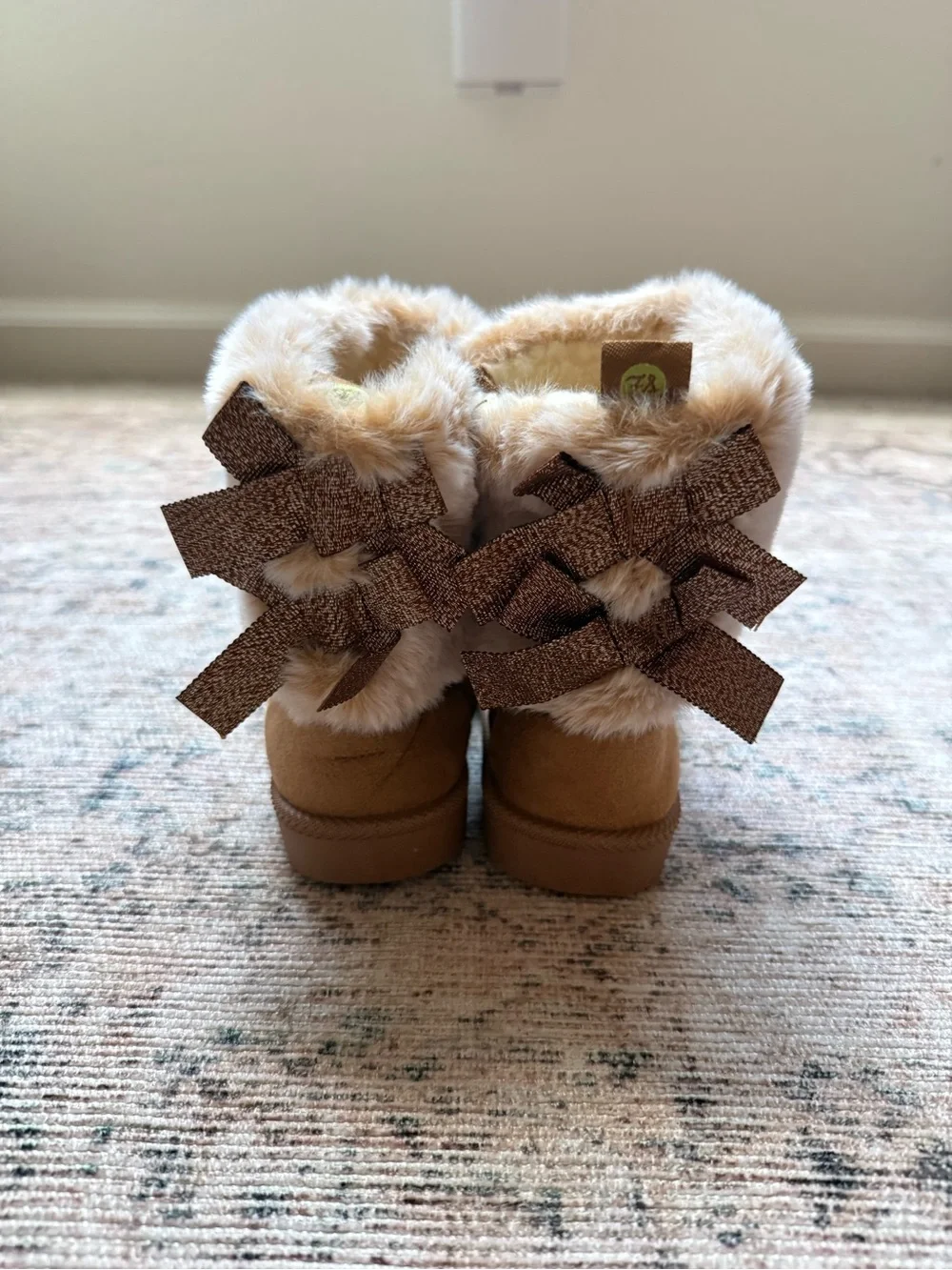 Kids Faux-Fur Cuff Winter Boots - Tan